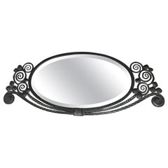 Top Quality Wrought Iron Art Deco Wall Mirror in the Manner of Edgar Brandt