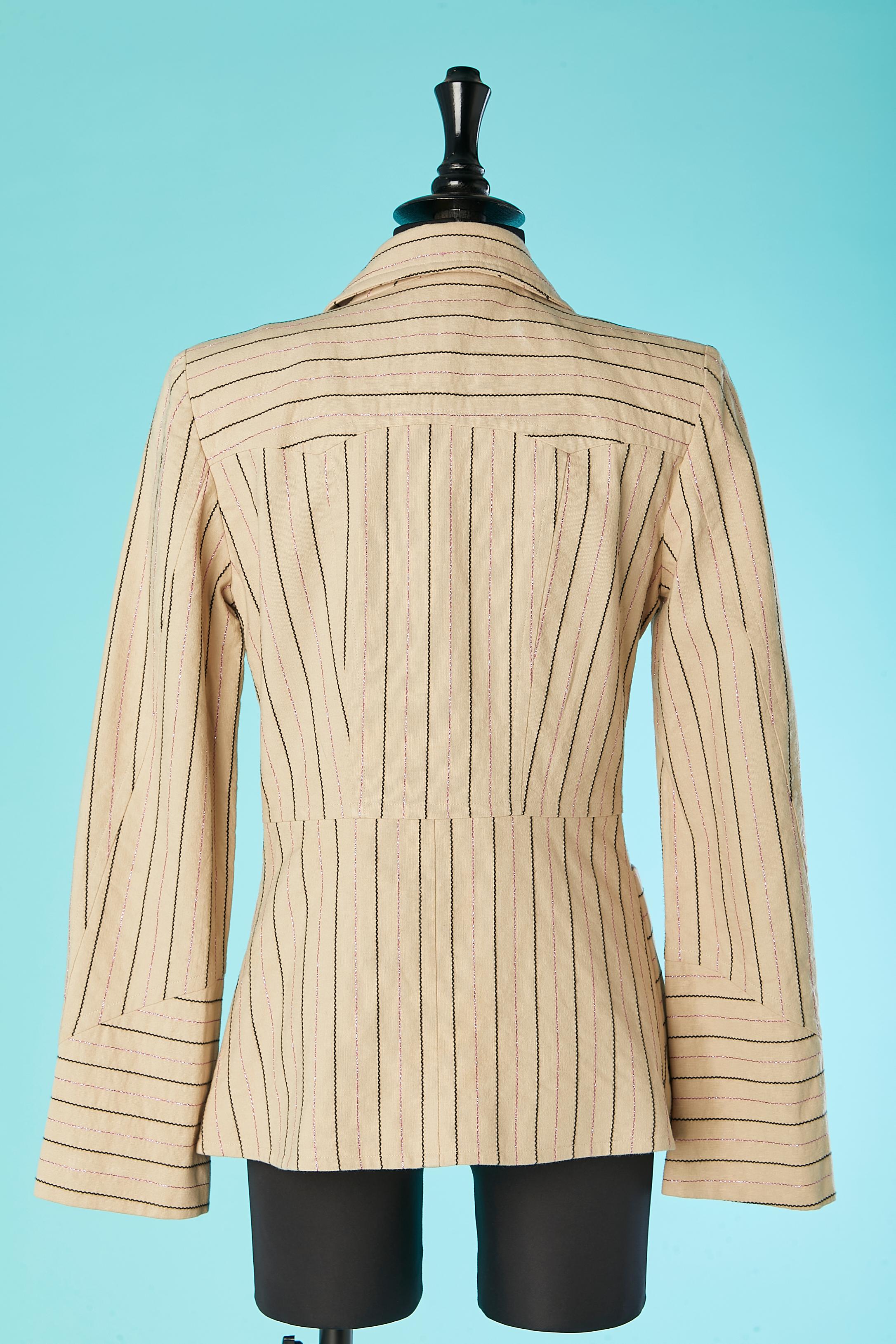 Women's Top-stitched striped single breasted blazer Christian Lacroix Bazar  For Sale