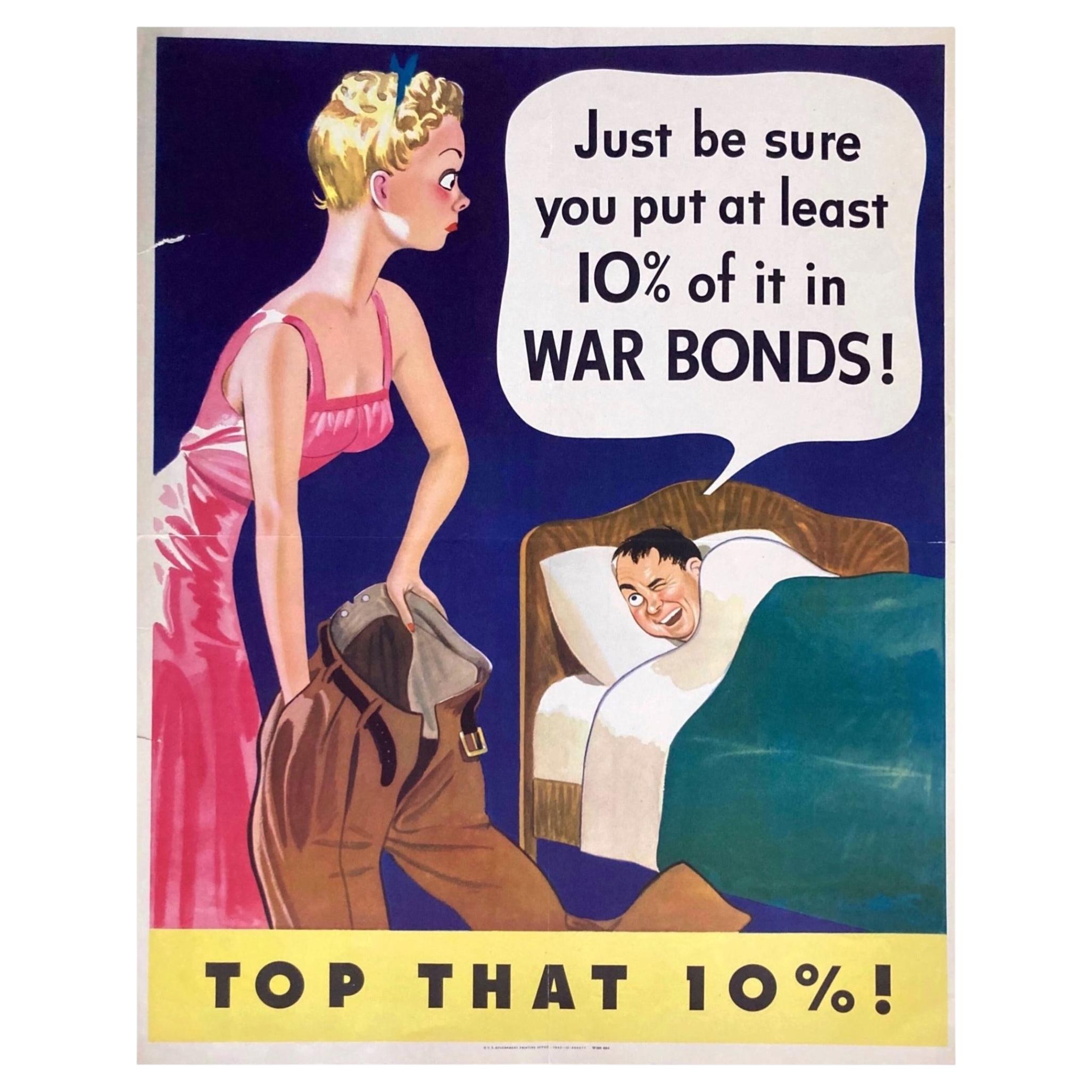 "Top That 10%" Vintage WWII Bonds Poster, 1943