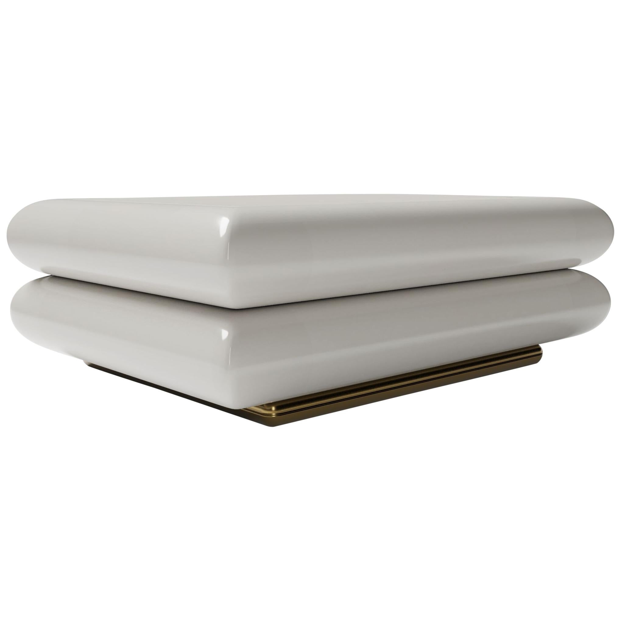 TOPANGA COFFEE TABLE - Modern Design in a Pale Grey Lacquer with a Metallic Base