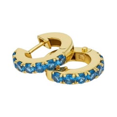 Topaz 12 MM Huggie Earrings, Micro Pave Hoop Earrings