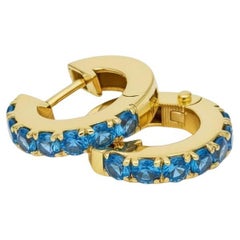 Topaz 12 MM Huggie Earrings, Micro Pave Hoop Earrings