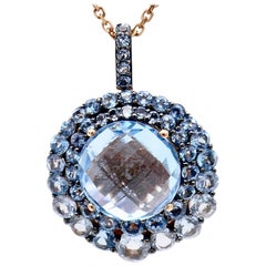 Topaz 14 Karat Rose Gold Pendant Chain Necklace