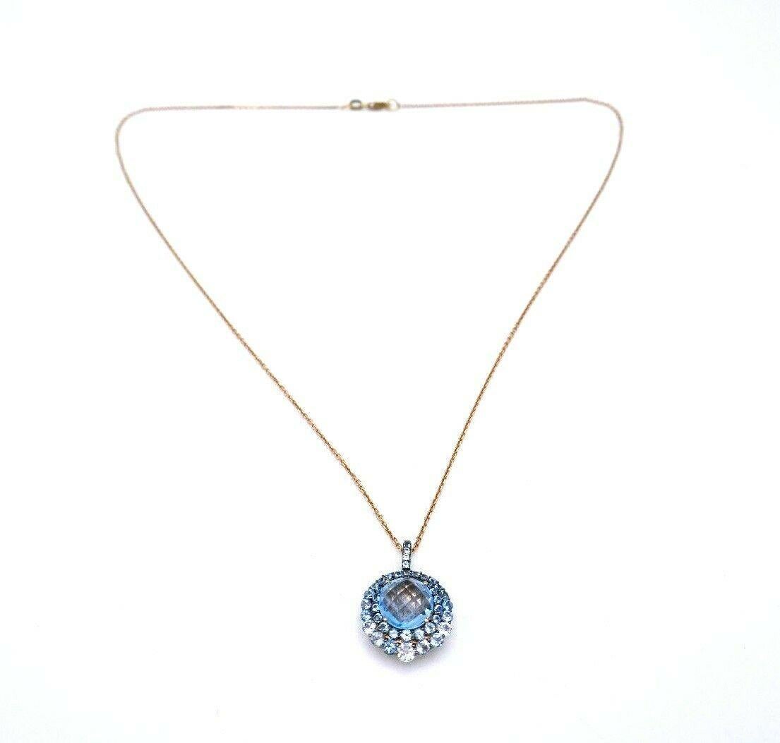 Modern Topaz 14 Karat Rose Gold Pendant Chain Necklace