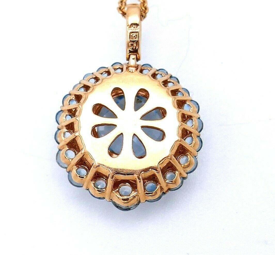 Round Cut Topaz 14 Karat Rose Gold Pendant Chain Necklace