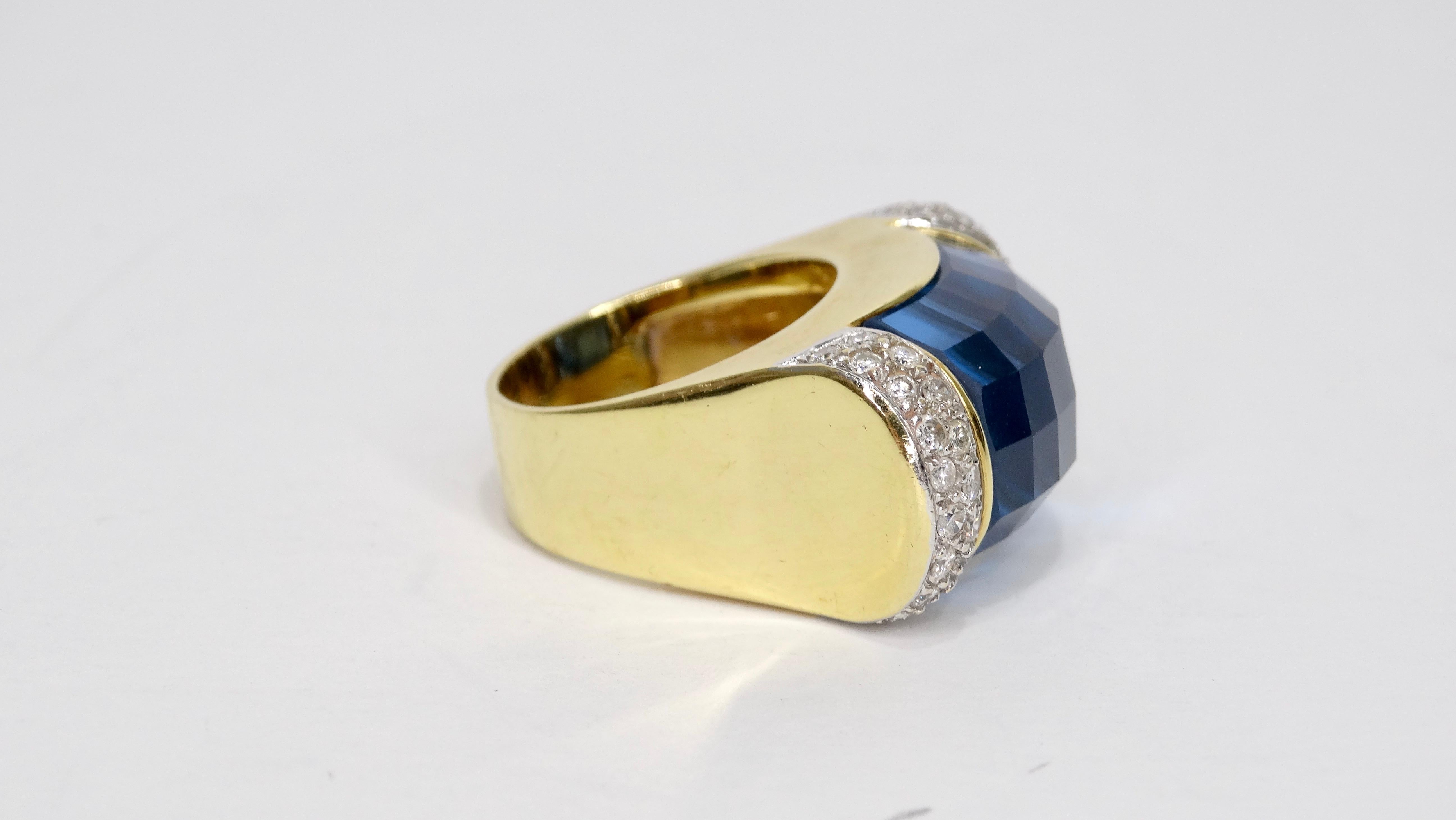 Brilliant Cut Topaz 18k Gold Diamond Cocktail Ring  For Sale