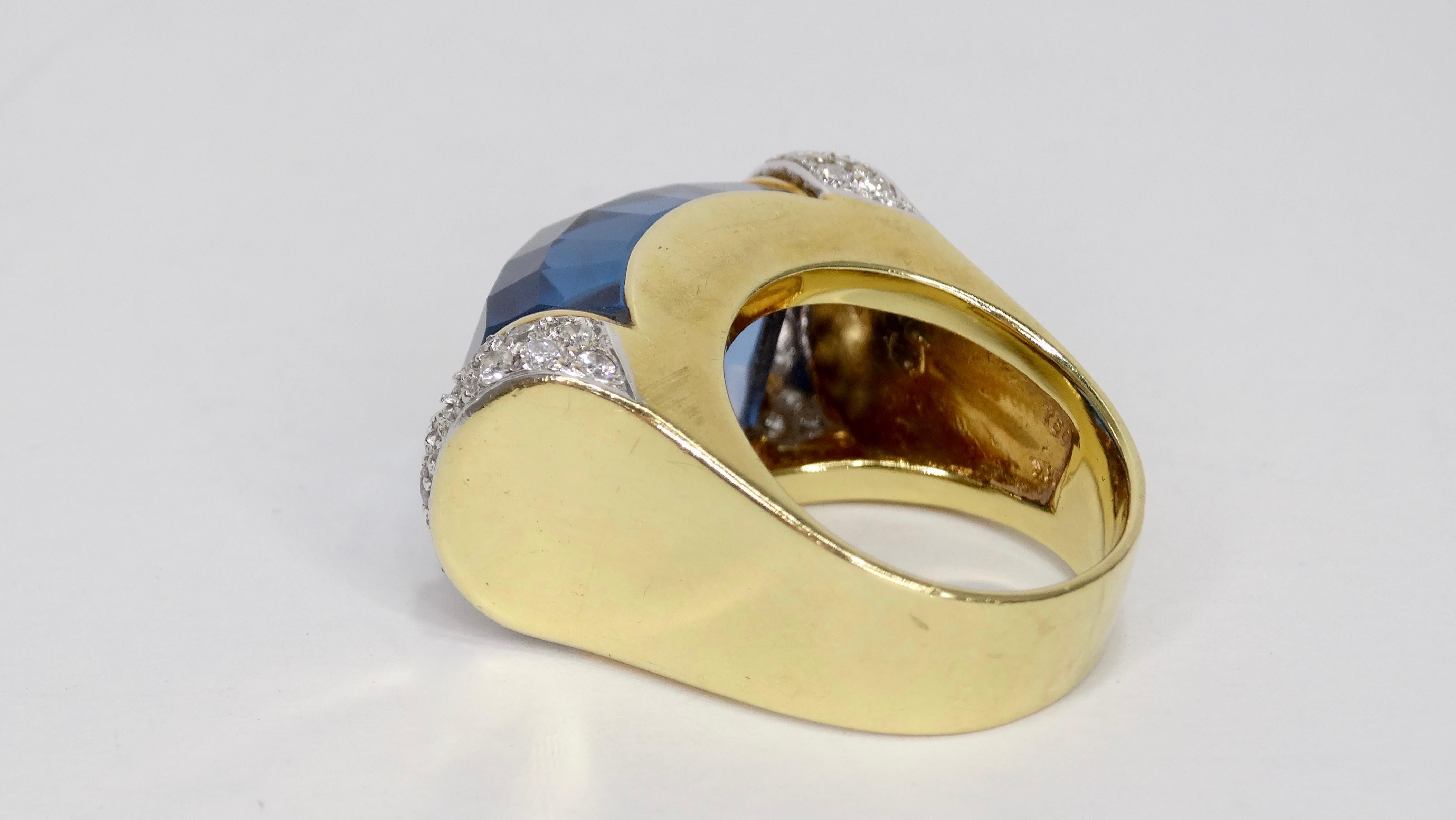 Topaz 18k Gold Diamond Cocktail Ring  In Good Condition For Sale In Scottsdale, AZ