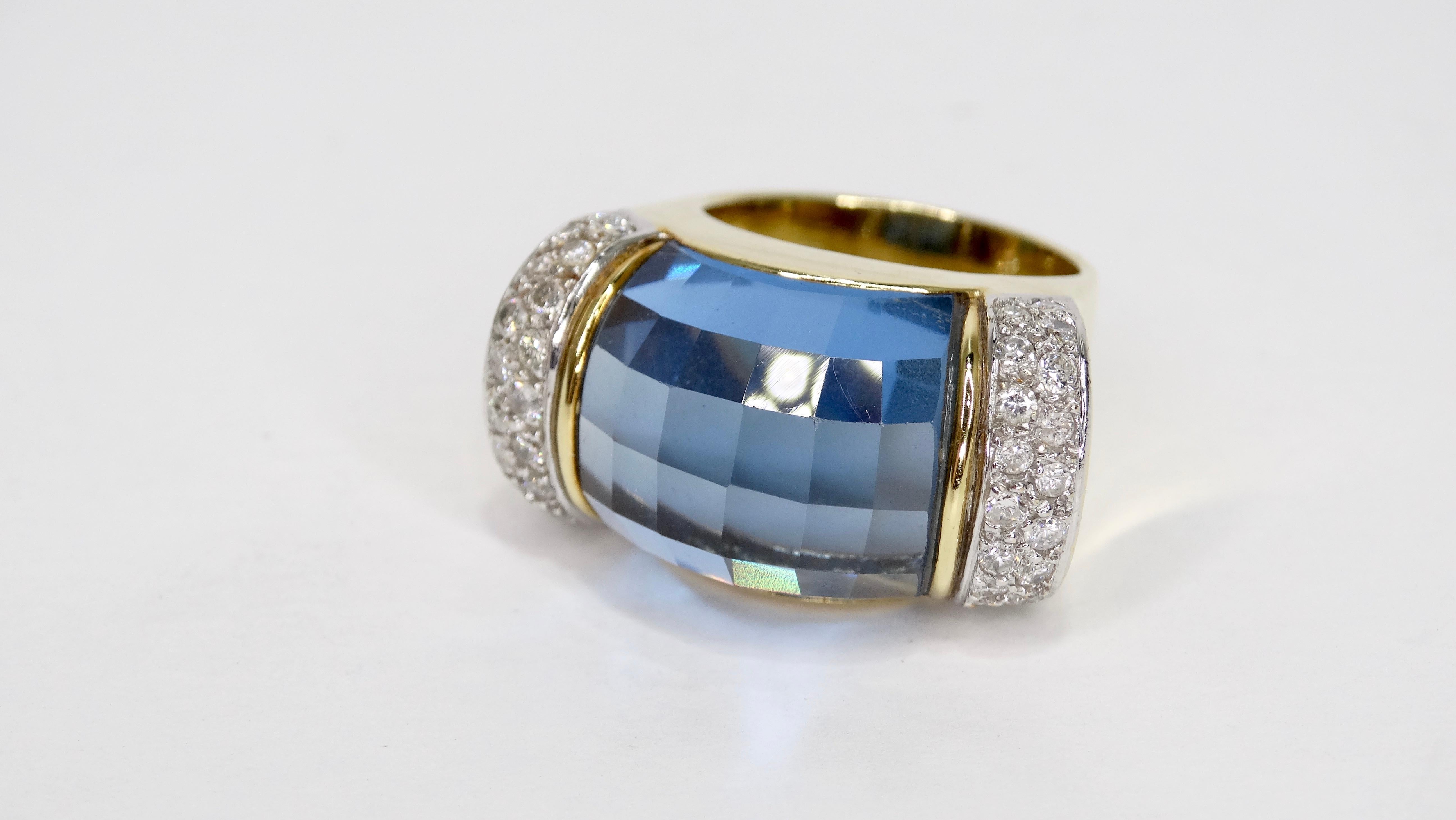 Topaz 18k Gold Diamond Cocktail Ring  For Sale 1