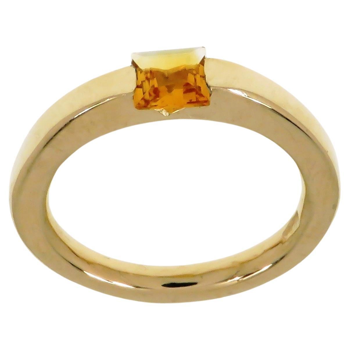 Topaz 9 Karat Rose Gold Band Ring Handcrafted in Italy For Sale