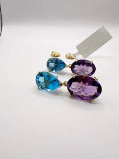 Topaz Amethyst earrings 14KT yellow gold