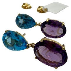 Topaz Amethyst earrings 14KT yellow gold