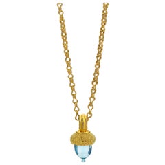 Topaz and 22 Karat Gold Acorn Pendant