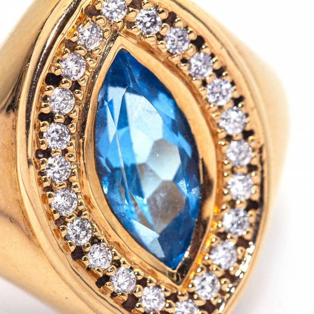 Topaz and Brilliant Shuttle Ring For Sale 1