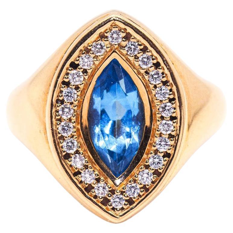 Topaz and Brilliant Shuttle Ring For Sale