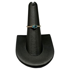 Topaz and Diamond Asymmetrical Ring in 14kt Yellow Gold - 7.5x3.4mm Blue Topaz