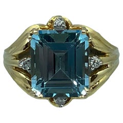 Topaz and Diamond Cocktail Ring 6 Carat, 14k