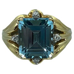 Vintage Topaz and Diamond Cocktail Ring 6 Carat, 14k