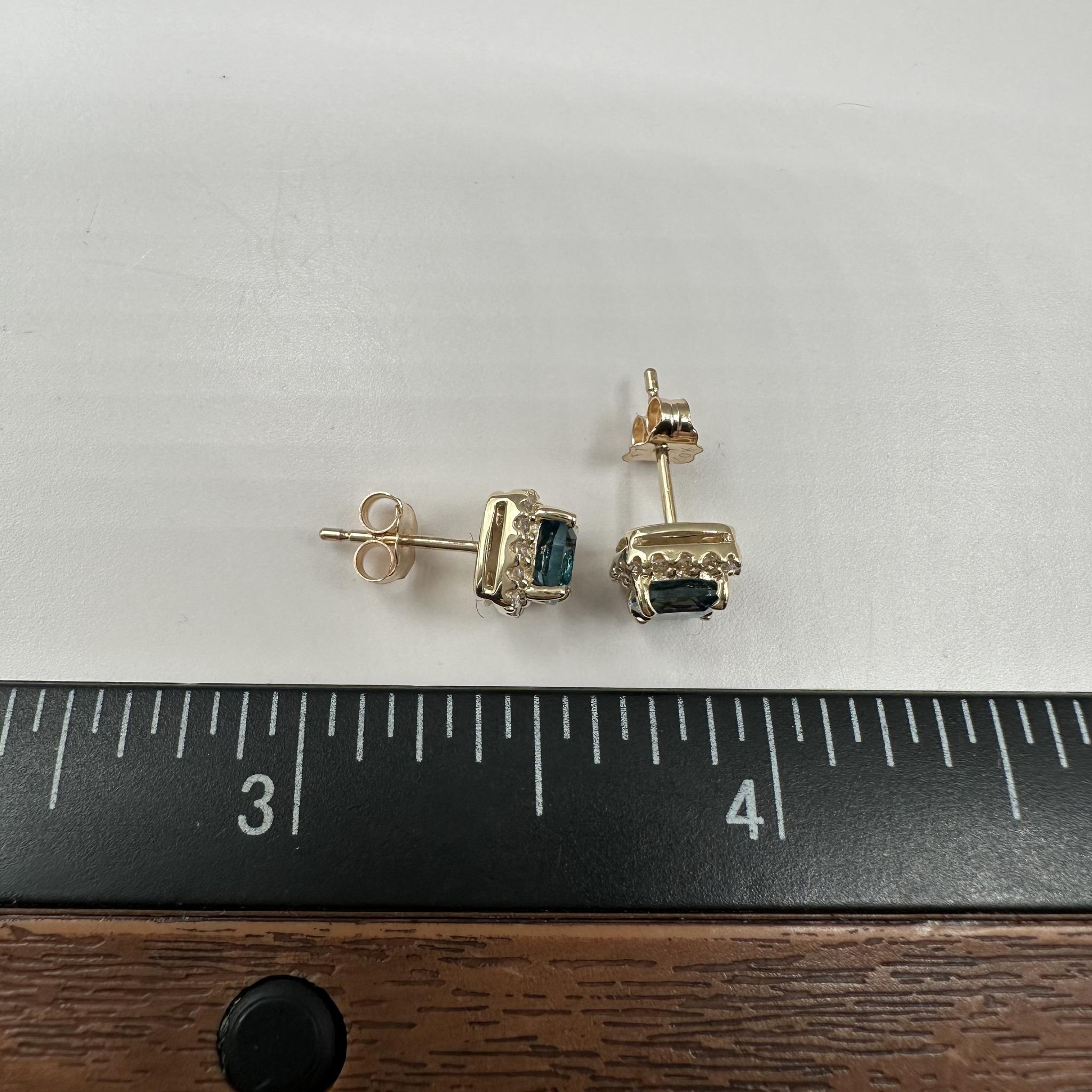 da uomo o donna Orecchini con topazio e diamanti in oro giallo 10kt - London Blue, 0,15ctw, nuovo in vendita