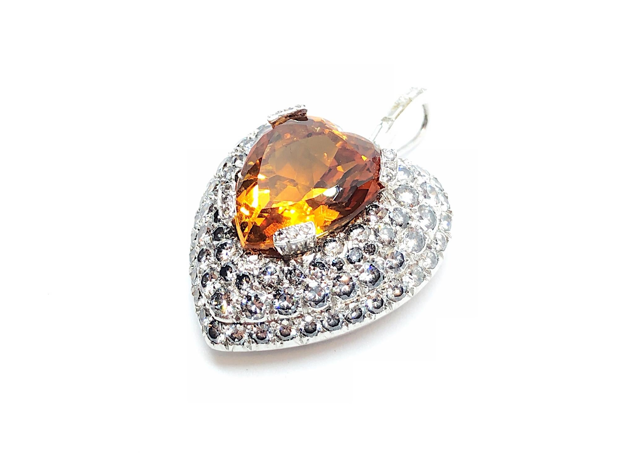Topaz and Diamond Heart Pendant, 5.00 Carat For Sale 1