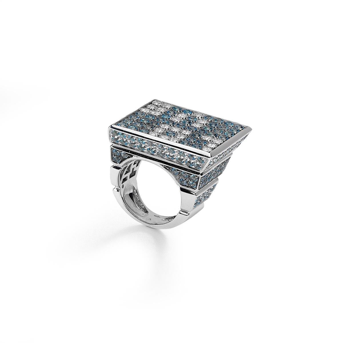 Contemporary Topaz and Diamond Love Ring For Sale