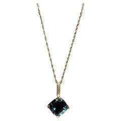 Topaz and Diamond Necklace in 10kt Yellow Gold - 7.85mm Topaz, 0.04ctw Diamonds
