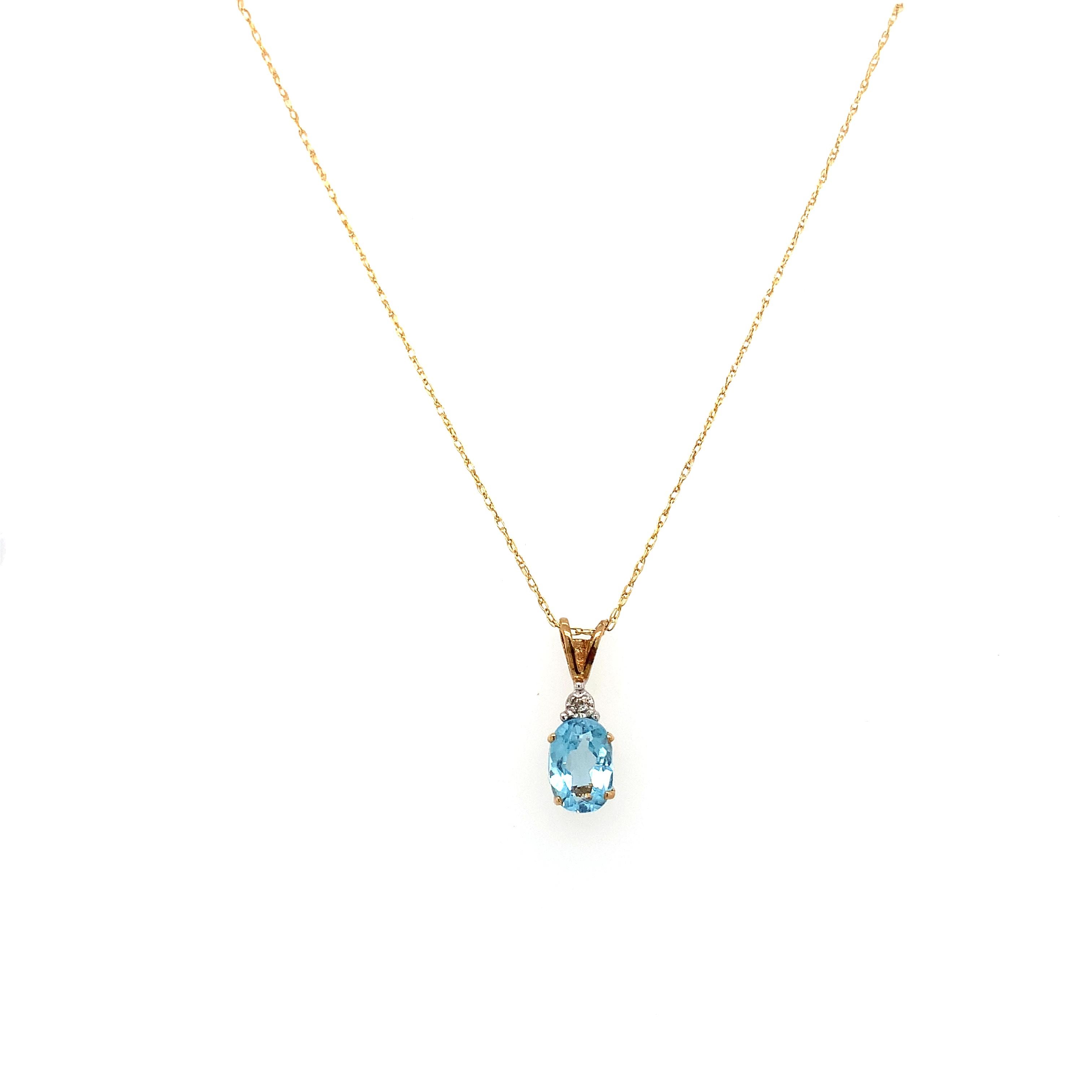 Art déco Collier pendentif poire en or jaune avec topaze et diamant en vente