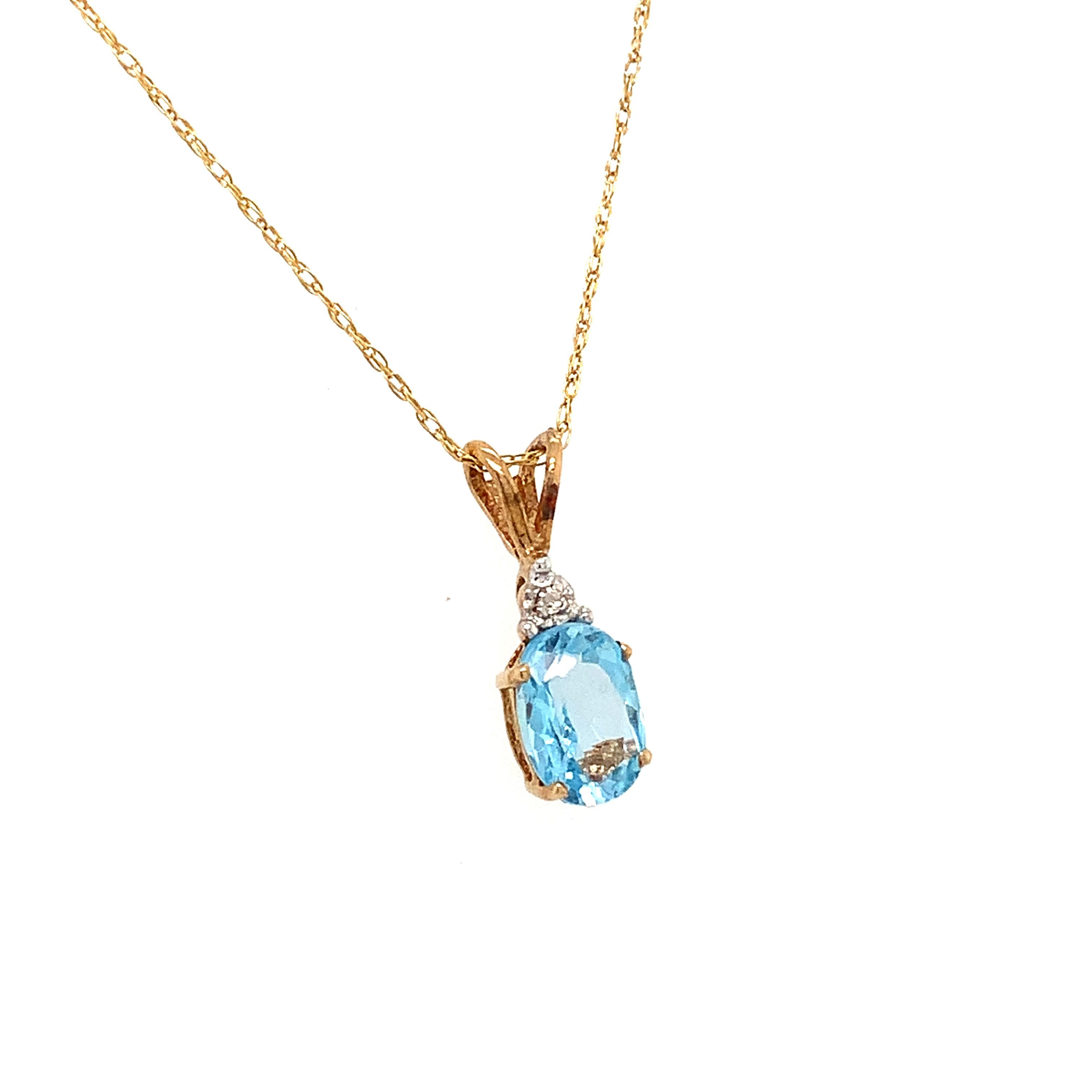 Collier pendentif poire en or jaune avec topaze et diamant Neuf - En vente à London, GB