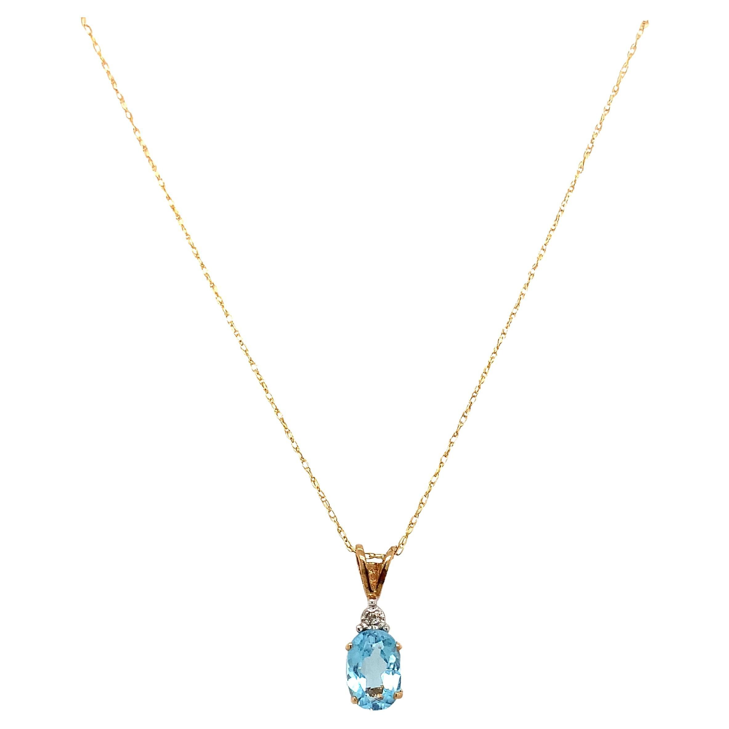 Topas und Diamant Tropfen Anhänger Halskette Gelbgold