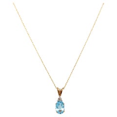 Topas und Diamant Tropfen Anhänger Halskette Gelbgold