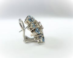 Topaz and Diamond Platinum Blossom Earclips