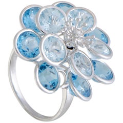 Topaz and Diamond White Gold Flower Ring