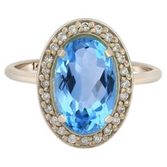 Topaz and diamonds 14k gold ring. 