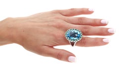 33,50 Karat Blauer Topas und Smaragd Cocktail-Ring