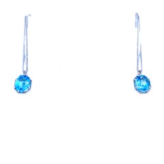 Topaz art deco drop earrings 18k white gold