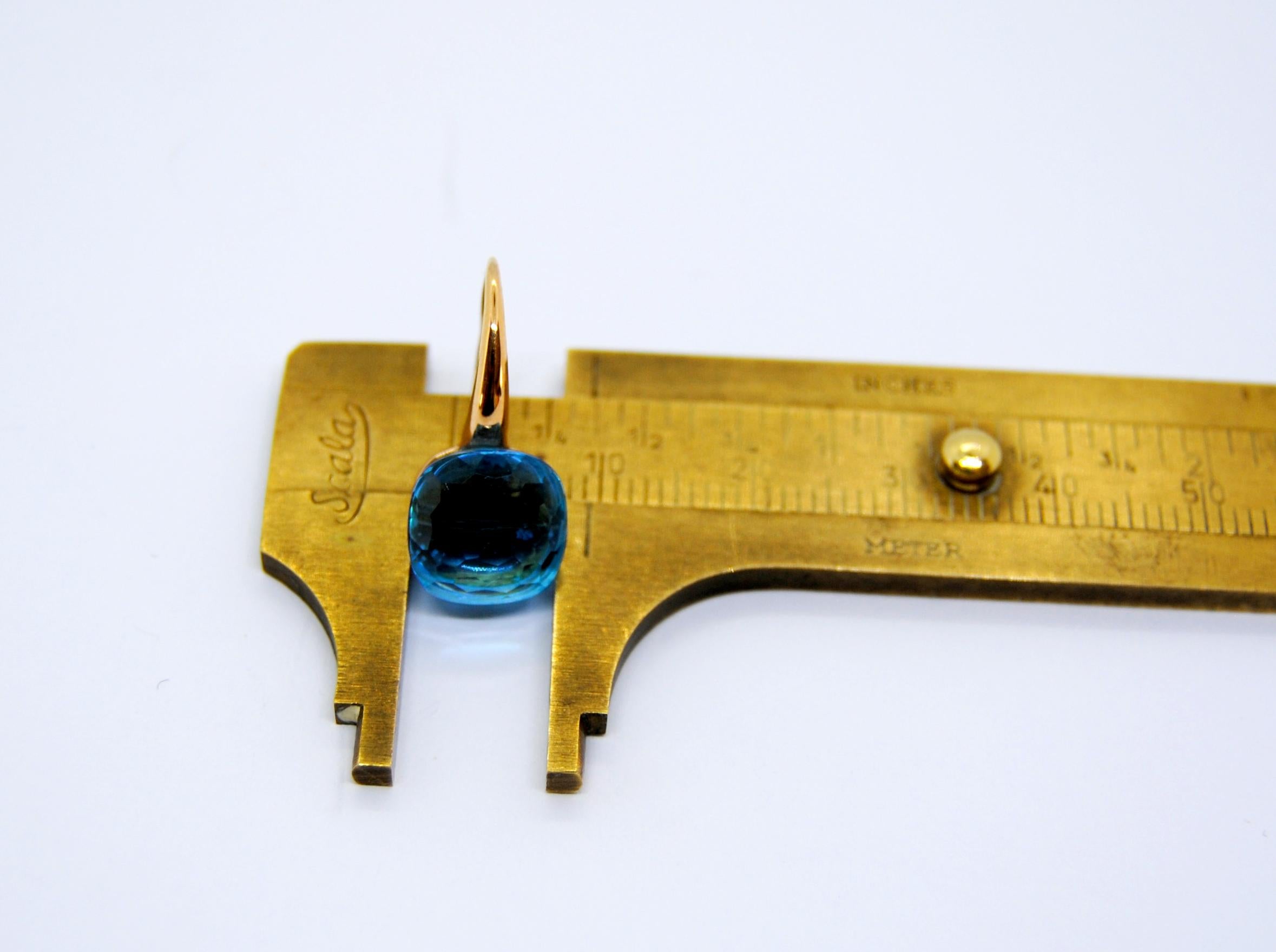 Topazio blu di Londra sfaccettato 18k  Orecchini pendenti in oro con pavé di diamanti in vendita 2