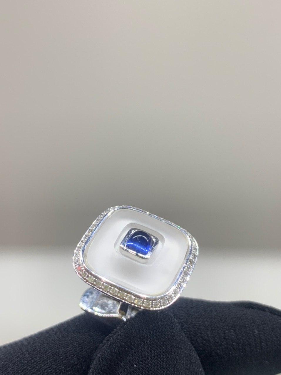 Topaz Blue Sapphire 18 Karat White Gold Fine Jewelry Statement Cufflinks For Sale 2