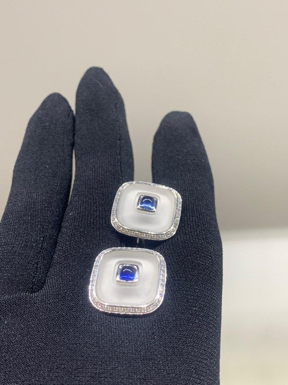 Topaz Blue Sapph 18 Karat White Gold Fine Jewelry Statement Cufflinks 4
