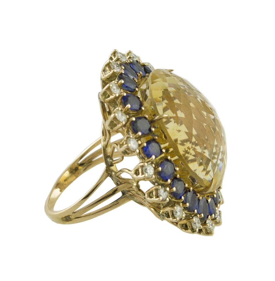 sapphire and yellow topaz ring
