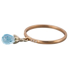 Topaz briolette 14k gold ring. 