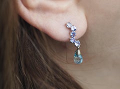 Orecchini a perno in topazio briolette e tanzanite