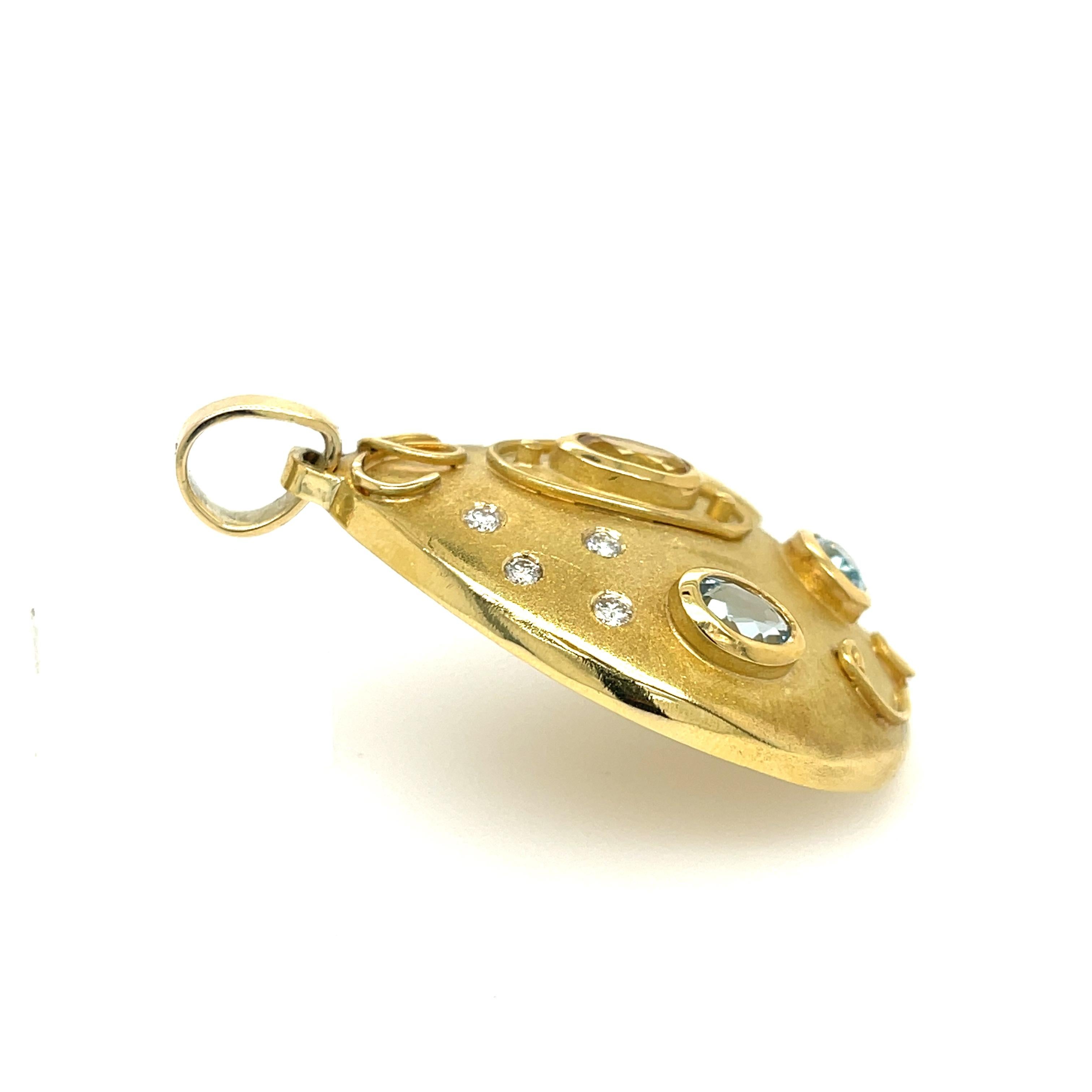 Topaz, Citrine, and Diamond Pendant 14K Yellow Gold. Pendant only, does not include chain.

14 Grams
1.75