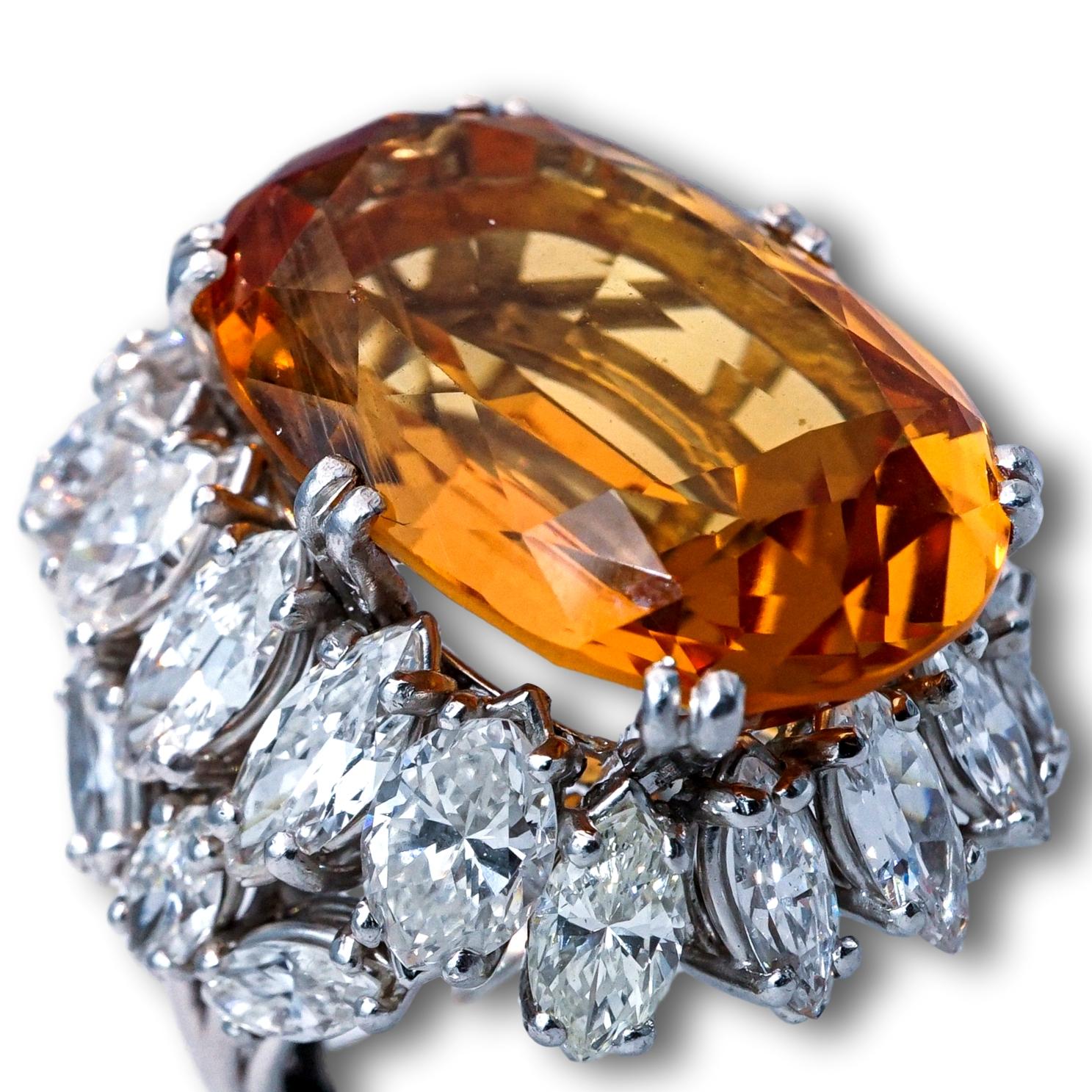 Topaz, Diamond and Platinum Ring For Sale 1