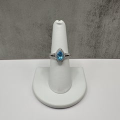 Topaz Diamond Cocktail Ring 14K White Gold 0.75ctw Size 7