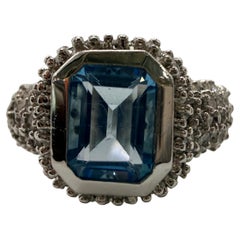 Topaz Diamond cocktail ring 14KT gold Huge ring Pave diamonds