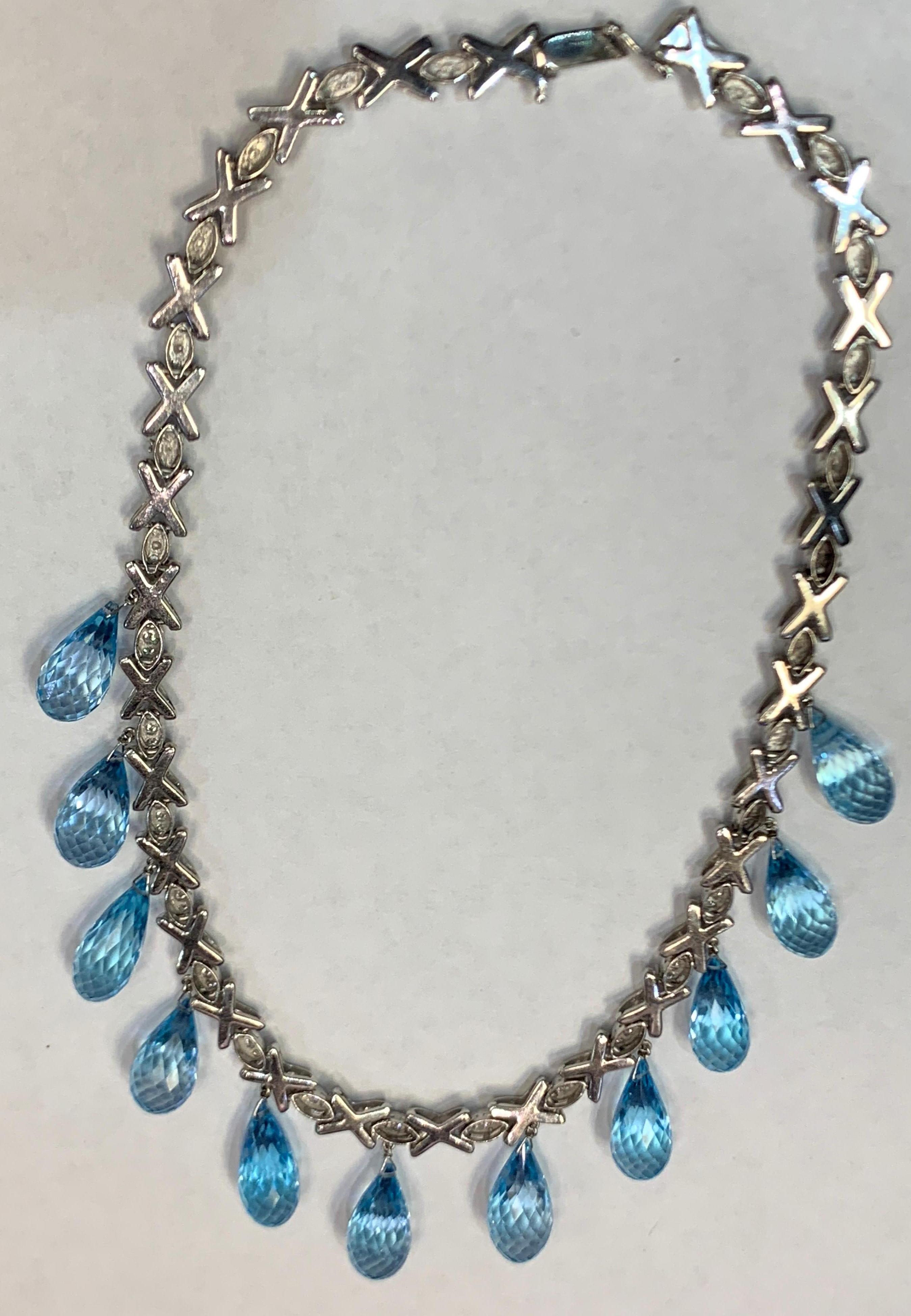 Collana con goccia di topazio e diamanti in vendita 6