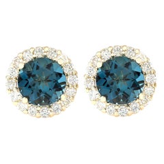 Pendientes De Diamantes Topacio En Oro Amarillo De 14 Kilates