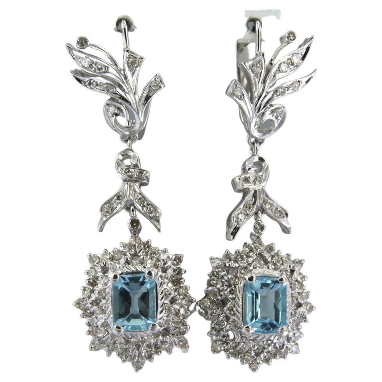 Topaz Diamond Gold Chandelier Earrings For Sale at 1stDibs