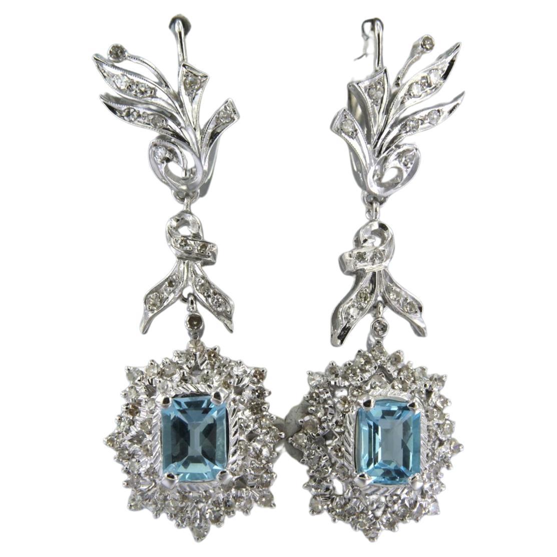 Topaz Diamond Gold Chandelier Earrings