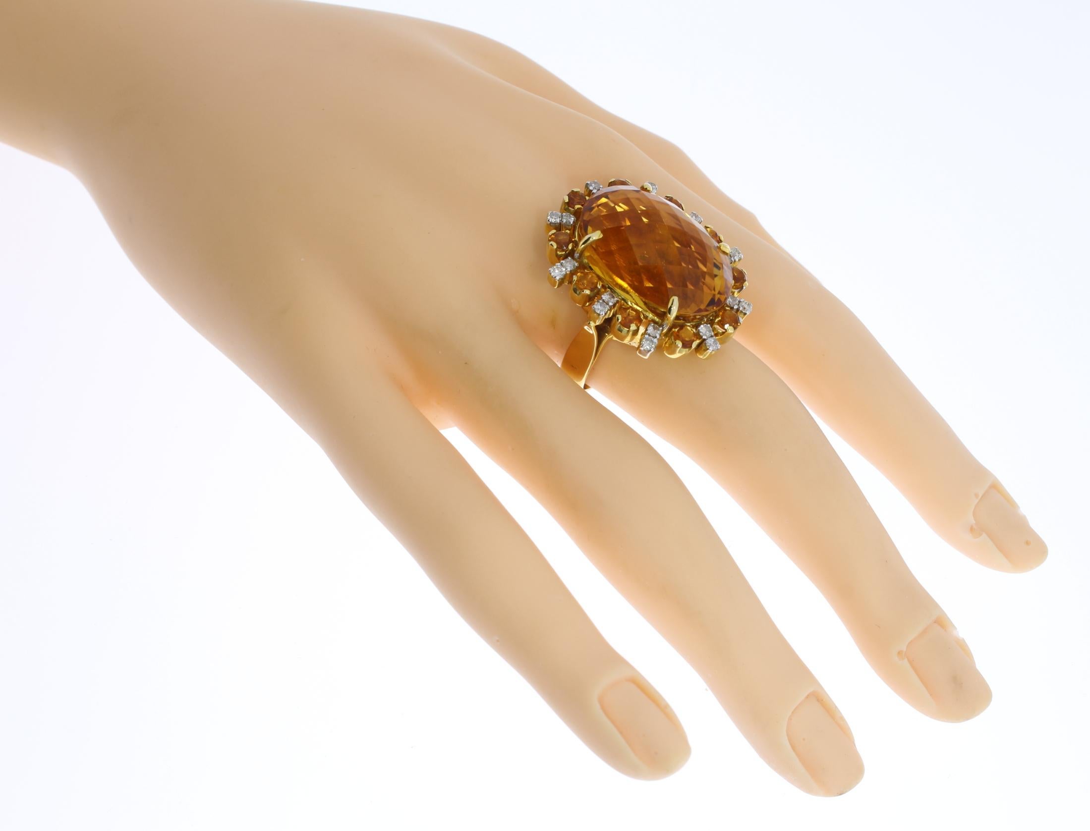 Topaz Diamond Gold Cocktail Ring For Sale 5
