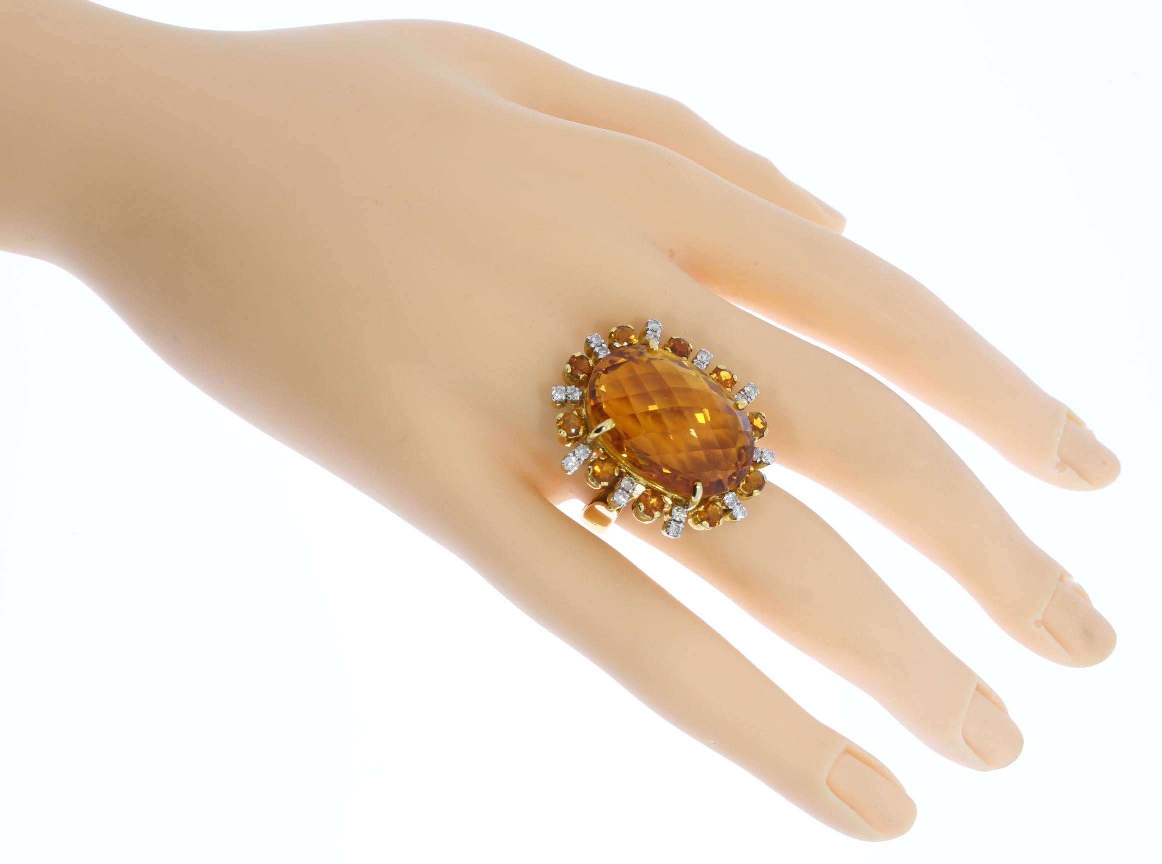 Women's Topaz Diamond Gold Cocktail Ring For Sale